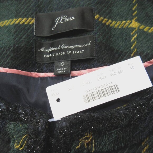 NWT J.Crew Lady Jacket in Blue Green Lurex Black Watch Plaid Blazer 10 - Picture 5 of 10